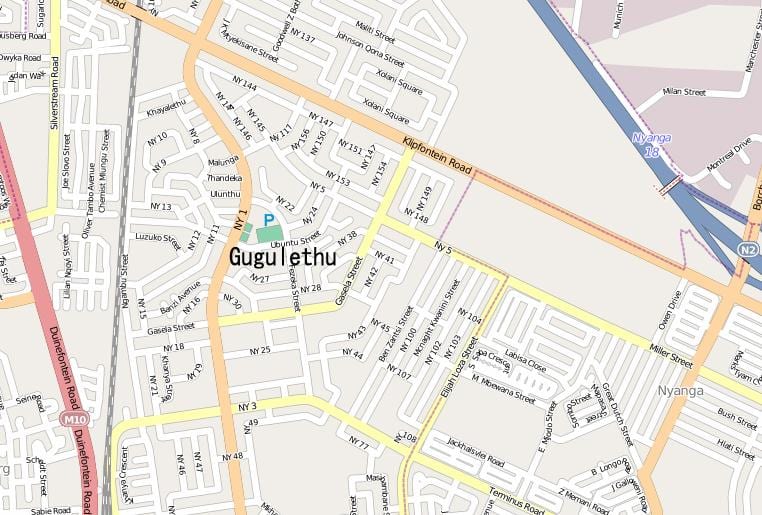 નકશો gugulethu કેપ ટાઉન