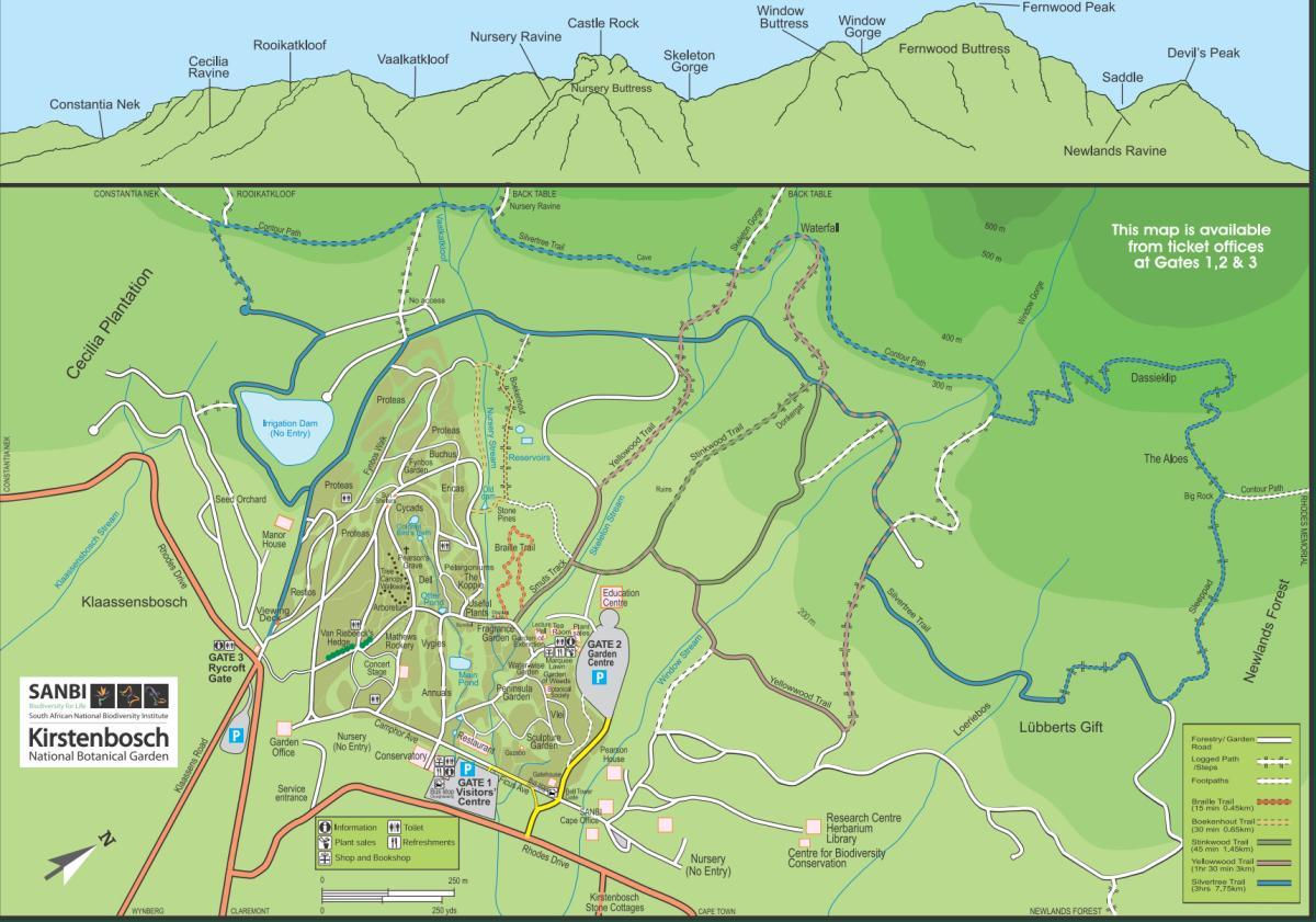 kirstenbosch બોટનિકલ ગાર્ડન્સ નકશો