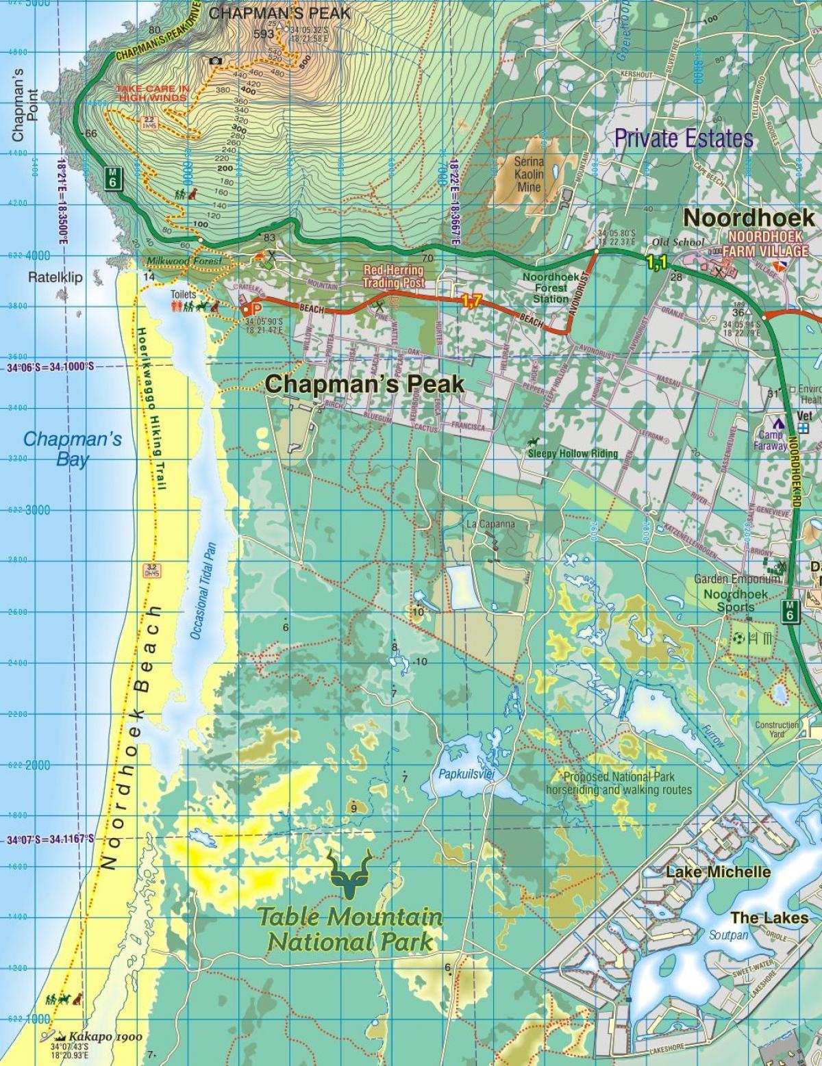 નકશો noordhoek કેપ ટાઉન