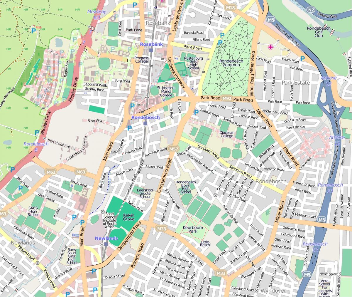 નકશો rondebosch કેપ ટાઉન