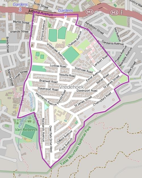 નકશો vredehoek કેપ ટાઉન