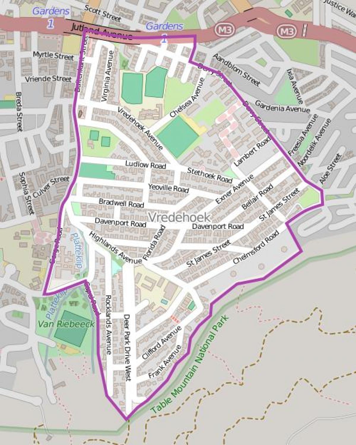 નકશો vredehoek કેપ ટાઉન
