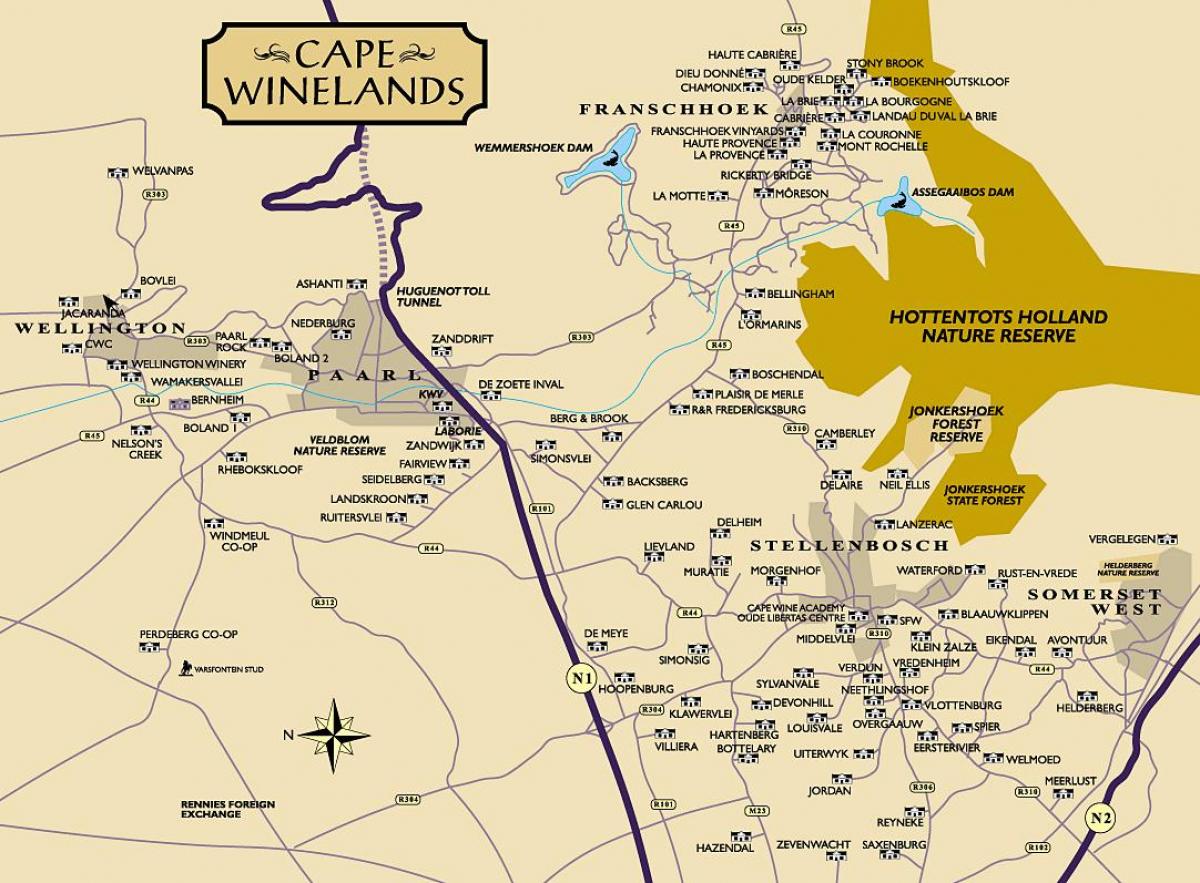 નકશો winelands કેપ ટાઉન